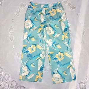 August Silk Floral Pants 100% Silk Sz Medium